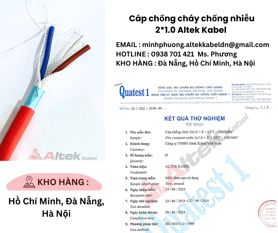 Cáp chống cháy chống nhiễu 2*1.0 Altek Kabel